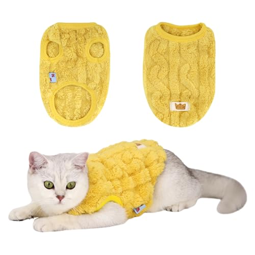 Acaba Dog Sweater Fall Dog Sweater Dog Clothes for Small Dogs Girl Boy Ultra Soft and Warm Puppy Sweater Cute Dog Fleece Vest (Yellow) M