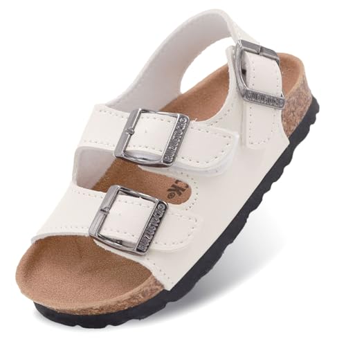 Image of Kid Sandals Boys Girls Comfort Cork Footbed Summer Slides Sandals Toddler Adjustable Buckle Slip-On Sandal Open Toes Casual Flat for Little Kid /Big Kid