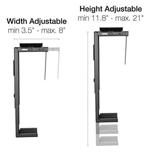 TechOrbits Adjustable Under Desk PC Stand and Computer Wall Mount - Computer Tower Case Holder with 360-degree Swivel