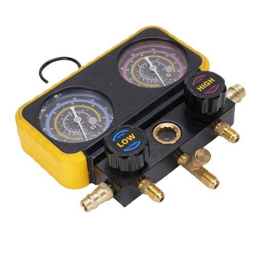 Kit de Manómetro para Aire Acondicionado Automotriz con 3 Mangueras, Compatible con Refrigerantes R410A, R32, R134A y R22 miniatura 1
