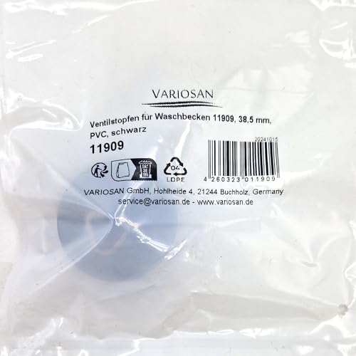 Variosan Valve Plug Polyvinyl Chloride (PVC) Black, diameter 38,5 mm (Waschbecken) - Image 2
