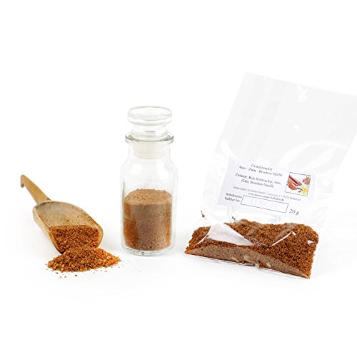 Gewürzzucker Anis - Zimt - Bourbon Vanille, Eis Topping, Smoothie Zutaten Zucker Natur, Zucker vegan, Dekor Backzutaten, glutenfrei, lactosefrei, 20g