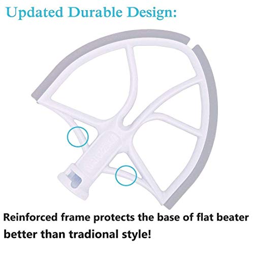 Flex Edge Beater for KitchenAid Bowl-Lift Stand Mixer Attachment 6 Quart - Coated Flat Beater Blade with Silicone Edges - Useful Mixer Accessory(Grey)