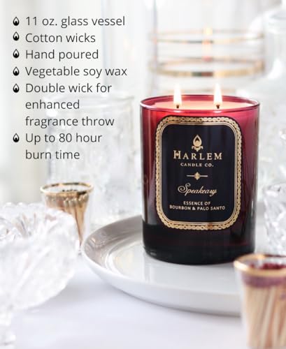 Harlem-Candle-Co-Speakeasy-Luxury-Candle-11-oz-Burgundy-Glass-Jar-Double-Wick-Soy-Wax-Gift-Box-Palo-Santo-Cardamom-Incense-Bourbon-Licorice-Tobacco-and-Pachouli-80-Hour-Burn Harlem Candle Co Speakeasy Luxury Candle 11 oz Burgundy Glass Jar Double Wick Soy Wax Gift Box Palo Santo Cardamom Incense Bourbon Licorice Tobacco and Pachouli 80 Hour Burn