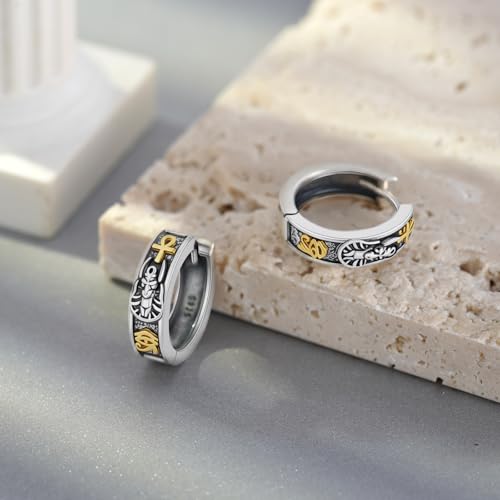 Anubis Earrings 925 Sterling Silver Ankh Hoop Earrings Egyptian Jewelry Gifts for Men Women2