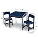 Delta Children MySize Kids Wood Table and Chair Set (2 Chairs Included), Deep Blue