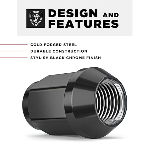 Image of White Knight 1 /2 inch-20 Solid Piece Bulge Acorn Lug Nuts (NO Cap) for Select Aftermarket & Factory Wheel EZ to Install Durable Carbon Steel Stylish (Black Chrome Plated) Finish - 1904SBK-20AM (20 Pack)