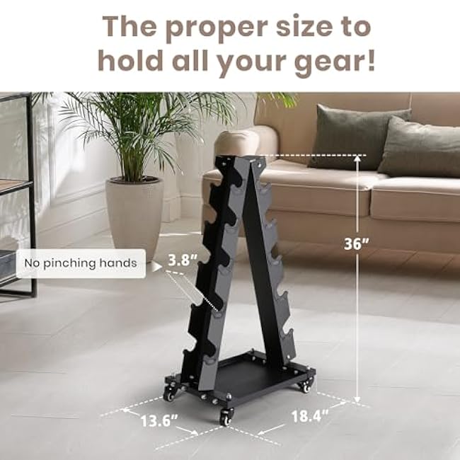 LIONSCOOL Premium Solid Steel Dumbbell Rack Stand Only, A-Frame Portable Weight Storage Organizer with Optional Tray and Wheels, Perfect for Home Gym Fitness Storage (200LBS/300LBS/700LBS Weight Capacity Available)