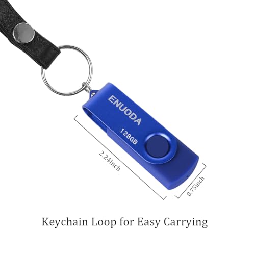 128GB Flash Drive ENUODA Thumb Drive 128GB Swivel Design USB 2.0 Memory Stick Data Storage Jump Drive Pen Drive for Laptop PC Computer (1 Pack, Blue)