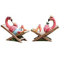 MUAMAX 2Pcs Pink Flamingo Figurines Resin Flamingo Bird Sculpture,Small Flamingo Ornaments for Coastal Home Wedding Decor, Housewarming Flamingo Gifts for Woman,Desk Tropical Holiday Decoration