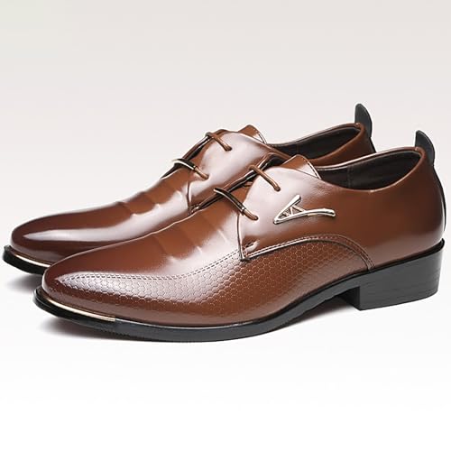 Men's Lace-up Dress Shoes Leather Business Oxfords Fashion Pointed Toe British Style Formal Shoes3
