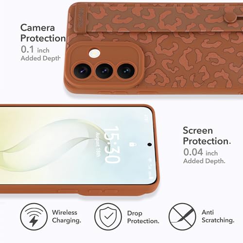 Image of Compatible with Samsung Galaxy S26 Case with Strap Wrist Brown