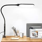 LED Schreibtischlampe, 116 LEDs Schwanenhals Klemmlampe, 5 Farbtemperaturen & 9 Helligkeitsstufen, Augenschutz Bürotischlampe mit Adapter, Touch Control Tischlampe, Leselampe für Home Office/ Büro
