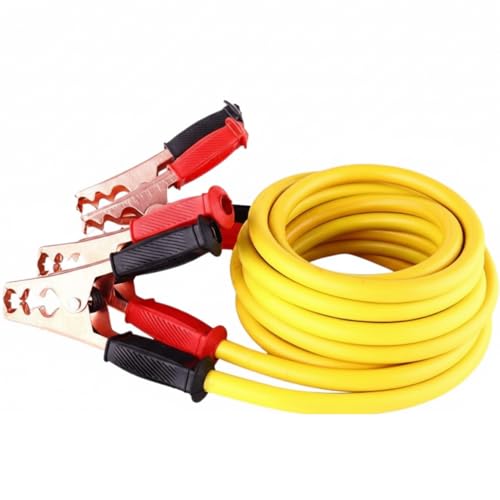 Cabo de Chupeta 800A para Bateria de Carro 2.5m Alta Capacidade, Amarelo com Garras Vermelhas e Pretas