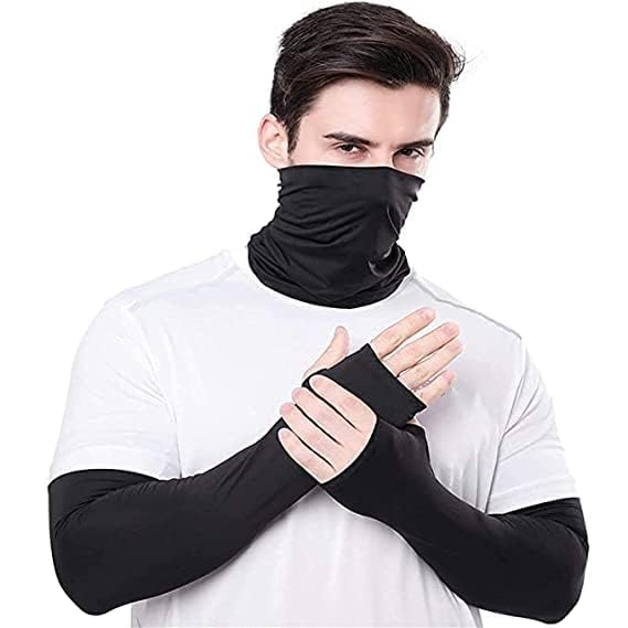 nrd fashions Arm Sleeves and Neck Gaiter Combo Hand UV Protection Cover & Bandana Face Mask Set for Men Women-picture-43