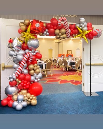 Bonropin Christmas Balloon Garland Arch Kit - Xmas Red Gold Silver Candy Cane Balloons Gift Box Starburst Balloons for New Year Winter Christmas Party Decorations - Image 7