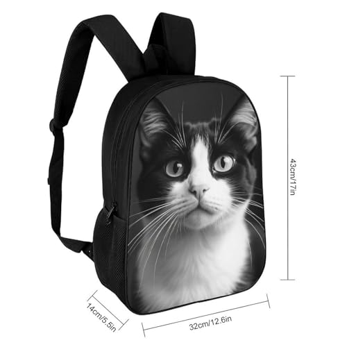 Large Capacity Backpack, White And Black Cat Spacious Comfy Shoulder Bags for Women, Elegant Reusable Daypack for Travel, Sports2