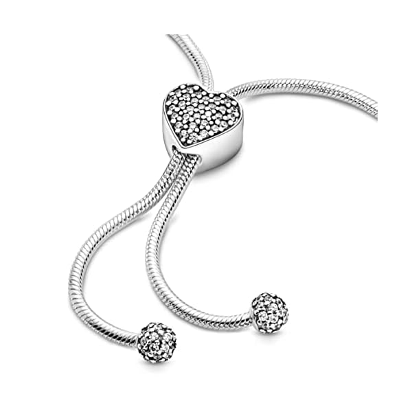 Pandora-Moments-Pave-Heart-Clasp-Snake-Chain-Slider-Bracelet-Compatible-Moments-Charms-Sterling-Silver-Cubic-Zirconia-Charm-Bracelet-for-Women-Gift-for-Her-28-cm-No-Gift-Box Pandora Moments Pavé Heart Clasp Snake Chain Slider Bracelet - Compatible Moments Charms - Sterling Silver & Cubic Zirconia Charm Bracelet for Women - Gift for Her - 28 cm, No Gift Box