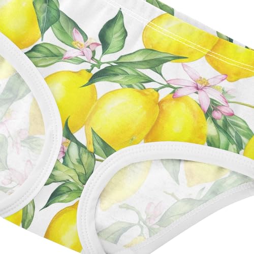 Joisal Watercolor Yellow Lemons Girl Panties Cute Toddler Girls Underwear Cotton Flower Briefs Undies Kids 2t4