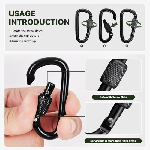 Carabiner Clip, Key Hooks for Keychain Aluminum D Ring Shape Carabiner, 8 Pack - image 5