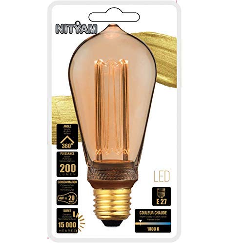 NITYAM ST64 Decorative LED Light Bulb New Generation-4W 200 Lumen-E27 Base, 4 W, Gold, 5.5 x 5 x 5 cm - Image 2