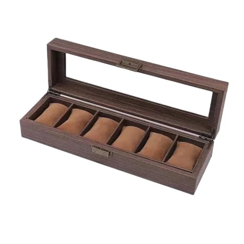 Boîte rangement montres contre la poussière - Coffret bois rétro et cuir grainé 3 chiffres