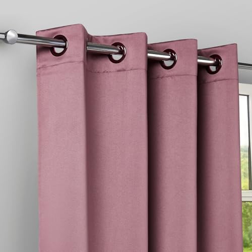 Image of Rivermoor 5 Feet Blackout Curtains Set of 1 | Solid Window Curtain for Living Room & Bedroom | Dusty Rose | 80% Room Darkening | 250 GSM | Acrylic Eyelet | 114 x 152 cm