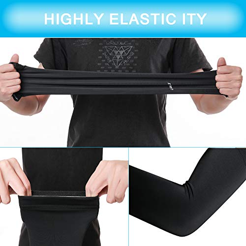 3 Paar UV-Schutz, kühlende Armstulpen für Männer und Frauen, Kompression, lange Tattoo-Abdeckung, Armwärmer, Sport, Radfahren, Fahren, Golf, Laufen, Basketbal, Schwarz - Image 3