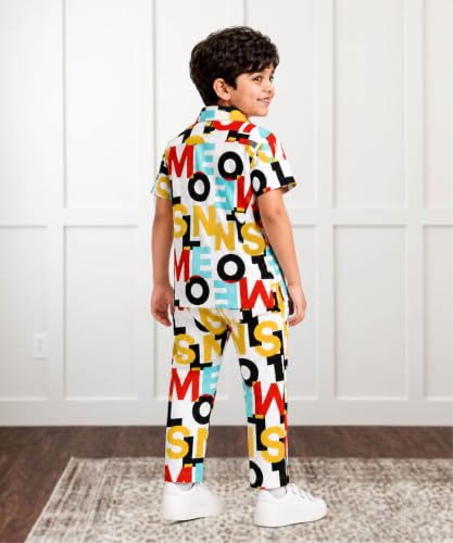 Image of 3BROS Unisex Pure Cotton Short Sleeve Kids Night Dress for Boys & Girls Nightwear /Sleepsuit /Sleepwear /Loungewear Night Suit for Boys and Girls Top and Pyjama Combo Set