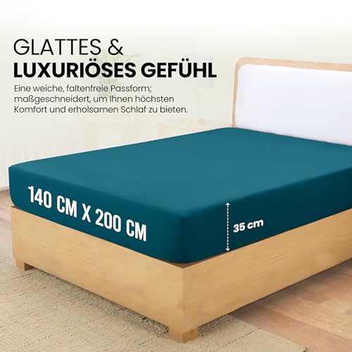 Utopia Bedding - Spannbettlaken 140x200cm - Denim Blau - Gebürstete Polyester-Mikrofaser Spannbetttuch - 35 cm Tiefe Tasche 2