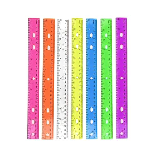 12インチストレートルーラーが穴を開けてカラフルな支配者数学数学測定ツールインチセンチメートルスケーリング