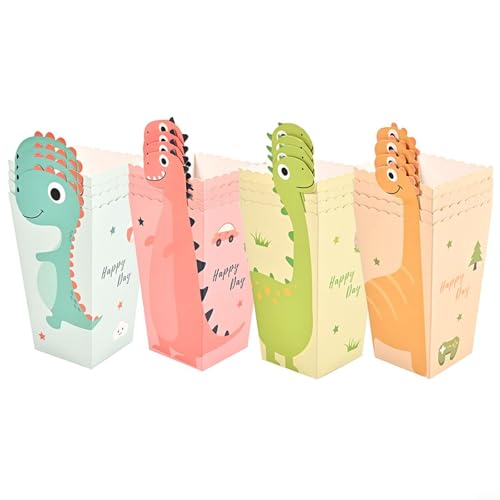 Caja de palomitas de maíz, 12 unidades, diseño de dinosaurio, para fiestas de cumpleaños infantiles, noches de cine, picnics y organización de aperitivos de viaje