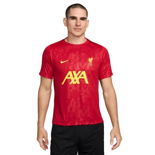 Nike Top Liverpool FC FN9653 688 FN9653 688   Camiseta Deportiva para Hombre Dri Fit Academypro SS Top K PM, Color Rojo y Cromo Amarillo
