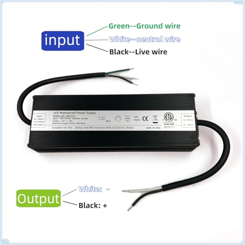 Image of LED Driver 300W 12V DC ETL Listed 100-277V AC to 12V DC Low Voltage Output Transformer Adapter, Constant Voltage Power Supply for LED-Strips Lights, Low Voltage Computer Surveillance Camera CCTV