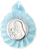 PuntoCasaStore Capoculla Nascita Acca Argenti 2026 Madonna con Bambino Laminato Argento Dipinto a Mano Ø 9 cm Celeste Made in Italy