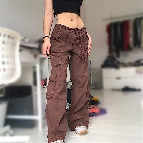 Pockets Cargo Pants for Women Straight Pant Vintage Aesthetic Low Waist Trousers Wide Leg Baggy Jeans4