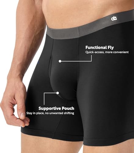 Image of DAVID ARCHY Men's Ultra Soft Underwear Modal Boxer Briefs Slim Fit 6.5 inch | Second Skin Fabric Breathable, Smooth Low-Profile Waistband, Easy Access Side Fly, Tagless Anti Chafing for All-day Comfort