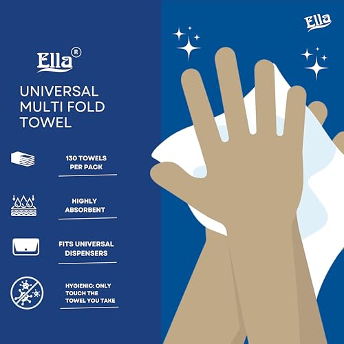 Image of ELLA Brown Multi Fold Tissue Paper I Soft Sustainable Absorbent Durable I Perfect For Commercial Office Home Use I 10 Packs Of 130 Sheets I Free Check Duster Cloth