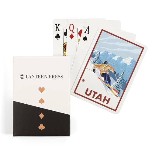 Lantern Press Naipes Póker Utah Downhill Snow Skier 52 cartas
