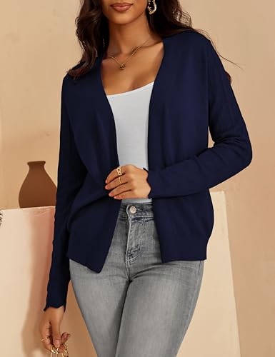 Image of VOIANLIMO Womens Cardigan Lightweight Open Front Knit Long Sleeve Cardigans Sweaters for Women