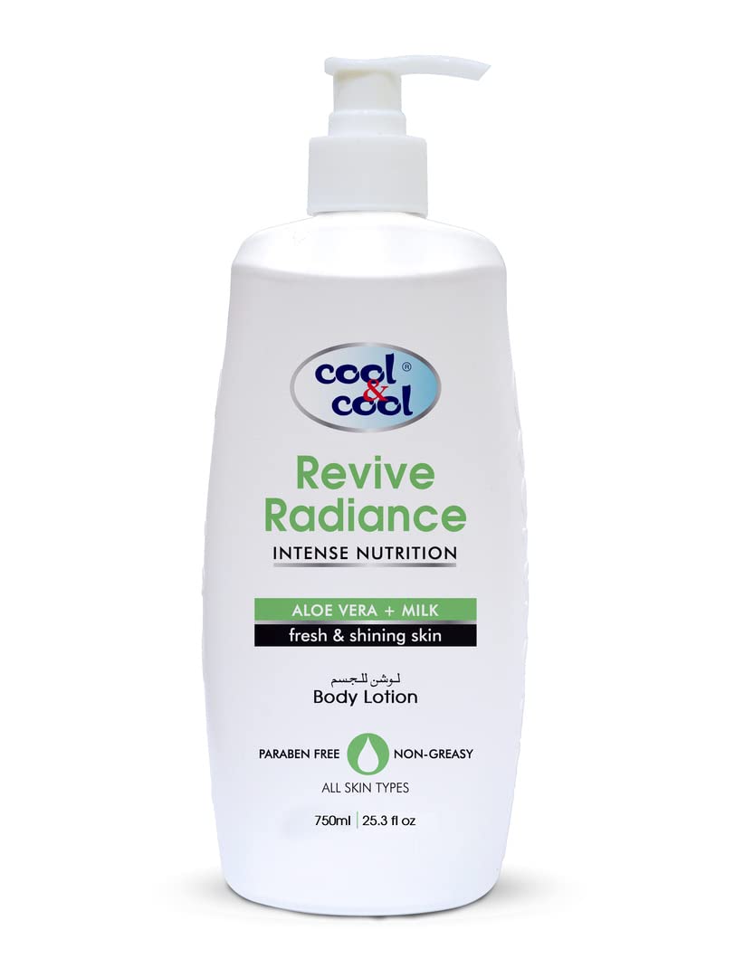 Revive Radiance Body Lotion 750ML - Hydrating Formula with Aloe Vera & Milk, Non-Greasy & Paraben-Free, Promotes Fresh and Shiny Skin