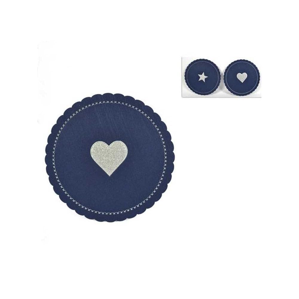Decor Essentials Navy / Silver Placemats Christmas Felt Cutlery Holder Or Placemats Set Of 6 Festive Dinner (Navy/Silver Placemats)