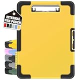 Sooez Toughest Clipboard with Storage, Internal Pen Pouch Included, Letter/ A4 Size, Shockproof Heavy Duty Plastic Clip Boards 8.5x11”, High Capacity Clipboards Box Case for Contractor Trucker Driver