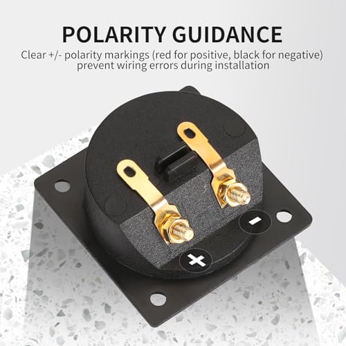 2.2 Inch Square Screw-Type Speaker Box Terminal Cup,2-Way Speaker Terminal with Gold Plated Binding Posts,Bare Wire and Banana Plug Connection,1 Pack