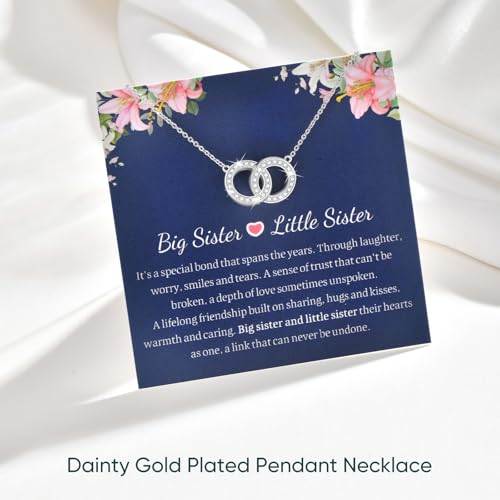 Image of Gifts for Mother Daughter Necklace -14K Gold Plated Interlocking Circles Zirconia Pendant Necklace, Dainty Mom Necklace for Women, Birthday Mother's Day Jewelry Gift for Her