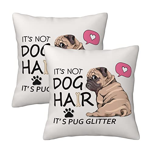 Vodbne Cute Pug Throw Pillows Covers 2 Sets, Pug Gifts For Pug Lover, Pug Pillow Case For Home Living Bedroom Sofa Decorative 18X18Inch #TOP10