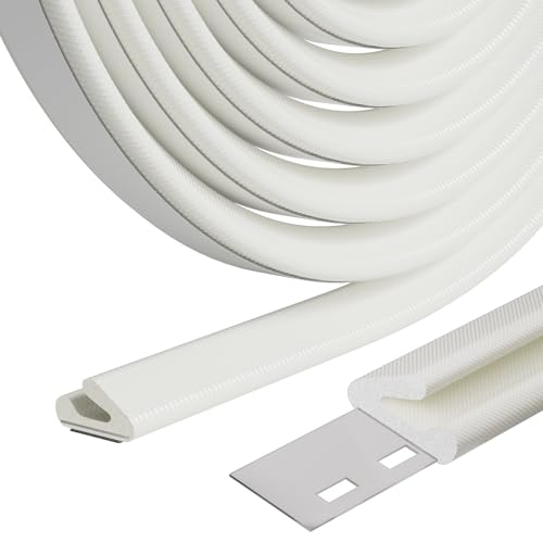Weather Stripping Door Seal Strip for Door Frame,Window Insulation for Winter,Exterior Doors Soundproofing Gap Filler,Window Sealer Weather Stripping,Foam Windows Draft Stopper (White,19.7Ft)