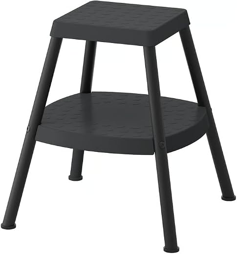 HADDARP Step Stool, 4-Way, Steel with Polypropylene Steps, Non-Slip, Tip-Resistant, Max Load 100 kg (Black-Grey)