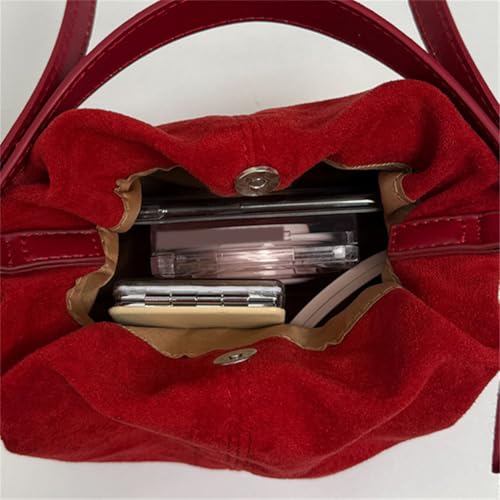 Suede Handbags for Women Vintage Suede Purse Small Top Handle Clutch Purse Underarm Hobo Bag Chic Shoulder Satchel Everyday 6