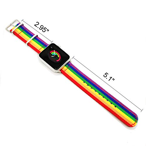 Tinsow Rainbow Lgbt Wristband Watch Strap Comfortable Denim Fabric Replacement Band Compatible For Iwatch Series 5/4/3/2 (42/44, Rainbow) #TOP3